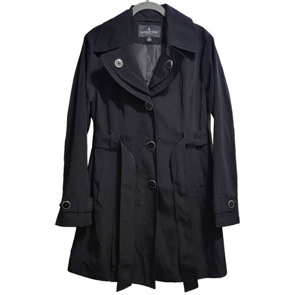 LONDON FOG TRENCH COAT WITH DOUBLE LAPEL AND DETACHABLE HOOD sz Med - Picture 3 of 16